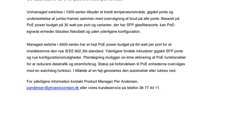Robuste Power over Ethernet (PoE) switche
