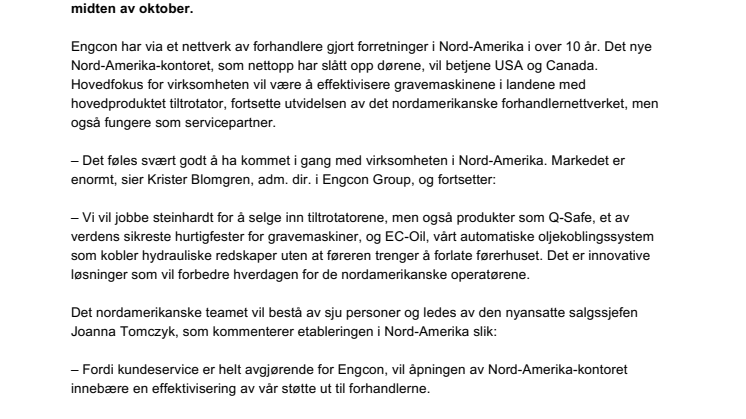 Engcons Nord-Amerika-kontor har slått opp dørene
