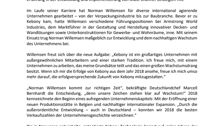 Kebony ernennt Norman Willemsen zum neuen CEO