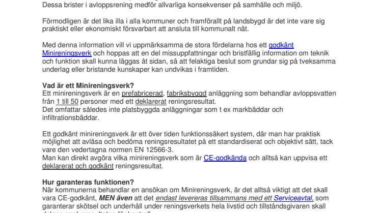 Minireningsverk är ingen skitsak