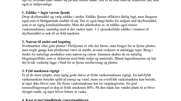 Sådan får både naturen og dit tøj kærlighed: Fem smarte vaskehacks