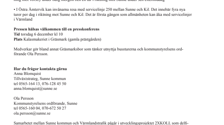 Utökad kollektivtrafik i Gräsmark och Östra Ämtervik