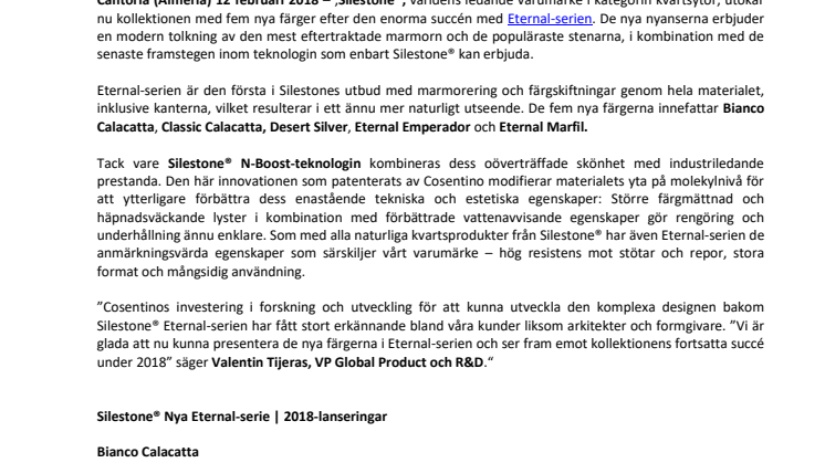 Silestone® introducerar den utökade Eternal-serien