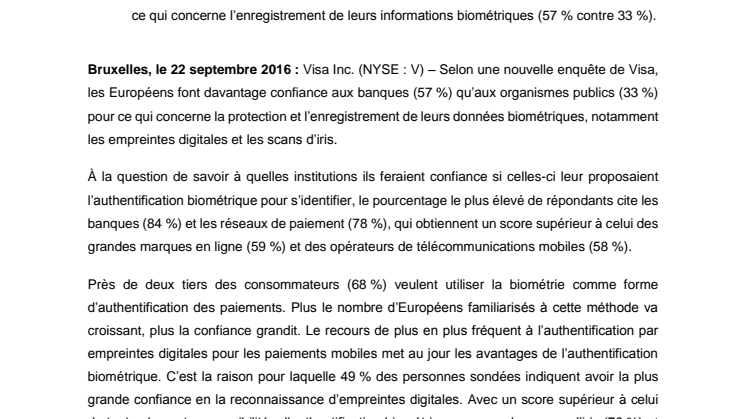 Les Européens font confiance aux banques pour les futurs paiements par authentification biométrique 