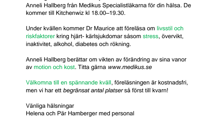 LIVSSTIL  FÖRELÄSNING 8 MARS 