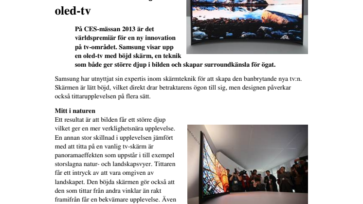 Skarpa kurvor på CES 2013: Samsung visar upp världens första böjda oled-tv