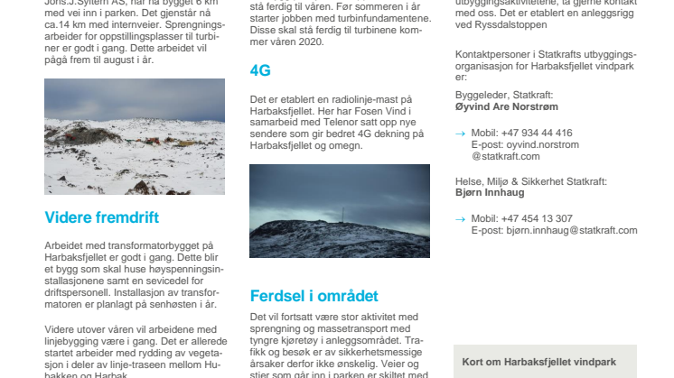 Nyhetsbrev Kvenndalsfjellet og Harbaksfjellet vindparker  #3 2019