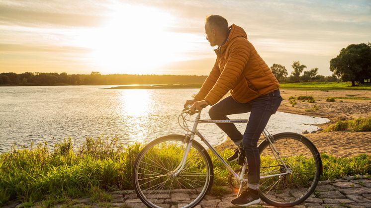 Sonnenuntergang über der Elbe: Der dazugehörige Fernradweg wird in diesem Jahr 30 Jahre alt. TMB-Fotoarchiv: Steffen Lehmann