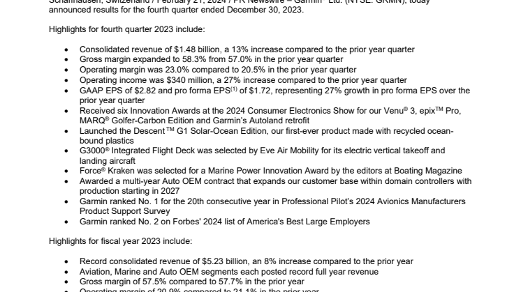 Q4 2023 Earnings Press Release