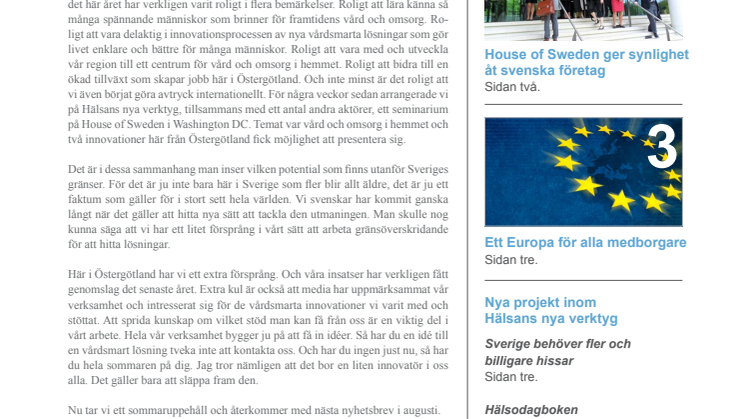 Nyhetsbrev från Hälsans nya verktyg juni 2010
