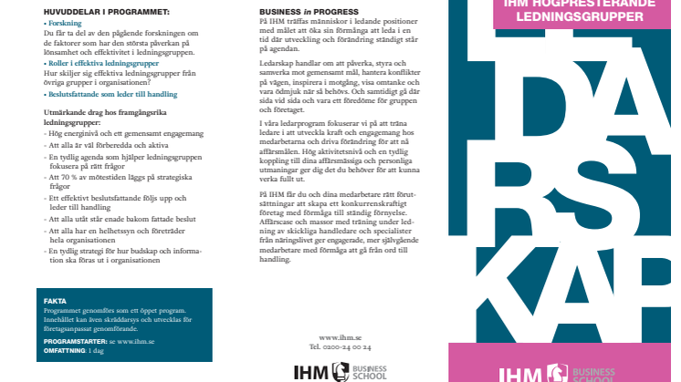 IHM Högpresterande ledningsgrupp