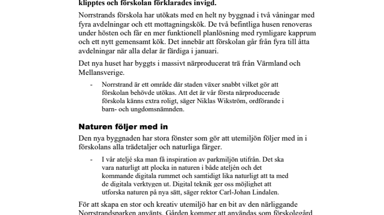 Nya Norrstrands förskola invigd 