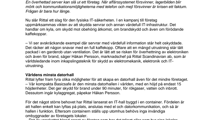Rittal varnar för överhettning i IT-verksamheter