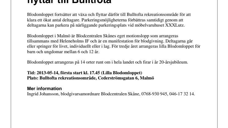 Blodomloppet i Malmö växer – flyttar till Bulltfota