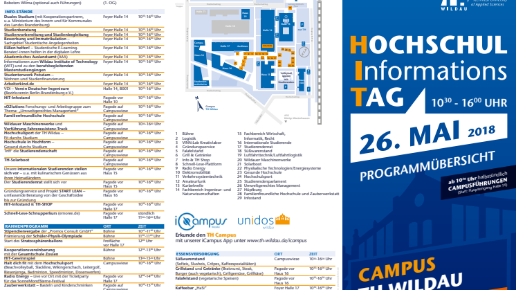 Das Programm des Hochschulinformationstages 2018
