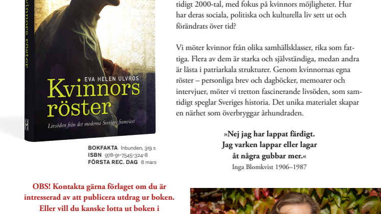 Fascinerande om kvinnors roll  i det moderna Sveriges framväxt