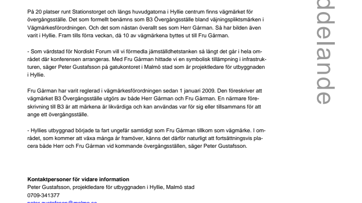 Fru Gårman tar plats i Hyllie