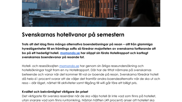 Svenskarnas hotellvanor på semestern