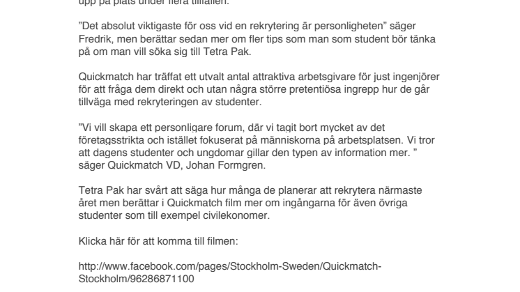 Tetra Pak söker teknikstudenter.
