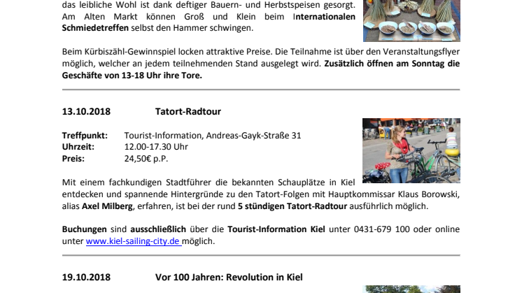 Termine in Kiel im Oktober