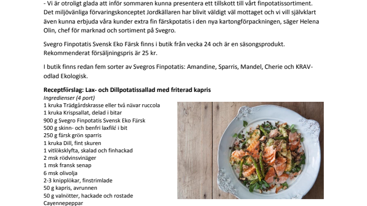 Nytt ekologiskt och somrigt tillskott till Svegro Finpotatis