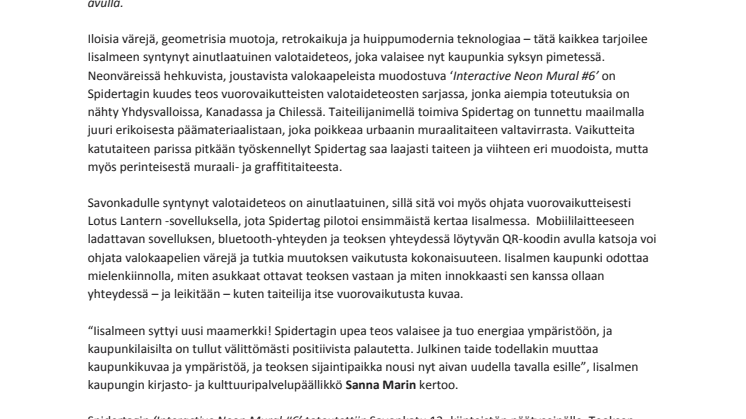 Iisalmea valaisee nyt interaktiivinen valotaideteos, joka kutsuu leikkiin – katsoja voi ohjata valoja sovelluksella