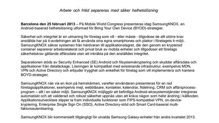 Säkra affärsdata och anställdas integritet med SamsungKNOX 