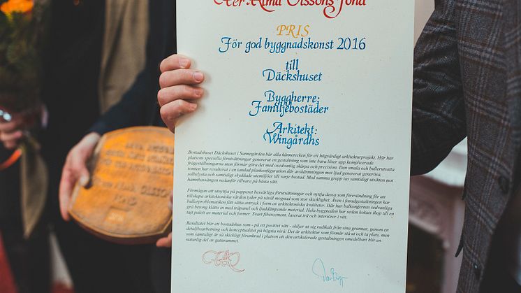 Pris för god byggnadskonst 2016