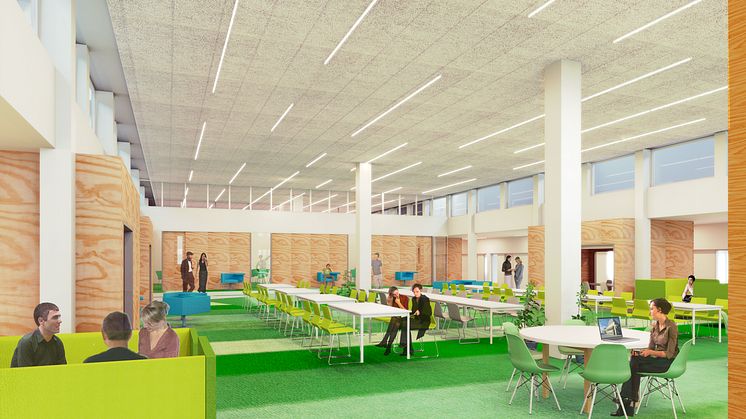 Skiss Humanisthuset, interiör, Umeå universitet