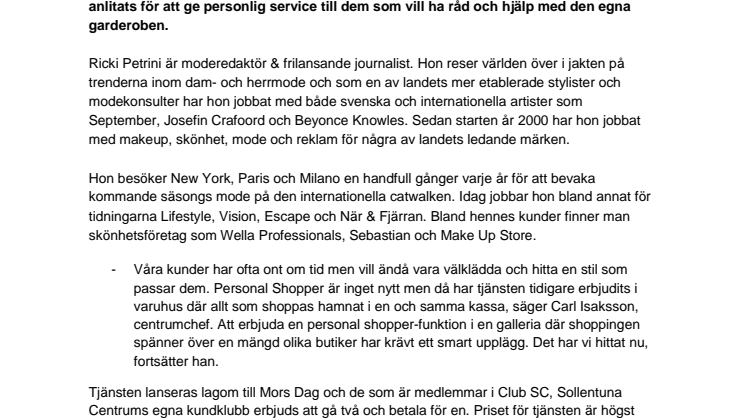 Sollentuna Centrum först i Stockholm med Personal Shopper