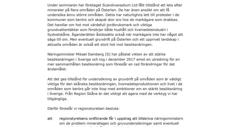 Initiativärende - agera mot gruvdrift