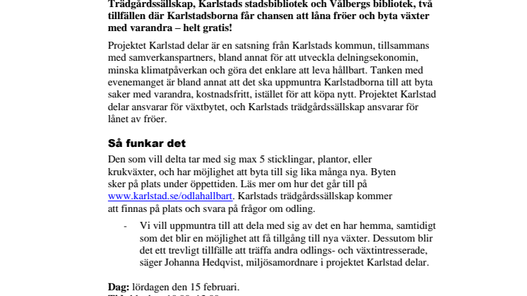 Pressinbjudan: Låna fröer och byt växter