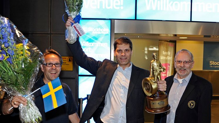 Michael Gullqvist hyllad på Arlanda