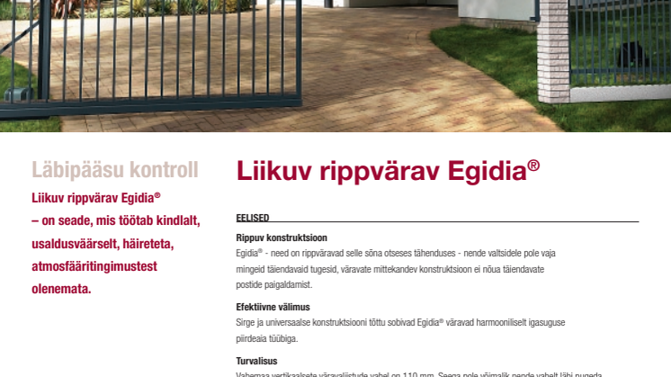 Betafence'i liikuva liugvärava Egidia brožüür