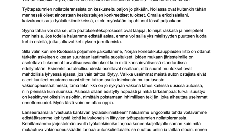 Engcon: Nollatoleranssi epävarmoille kiinnikkeille!