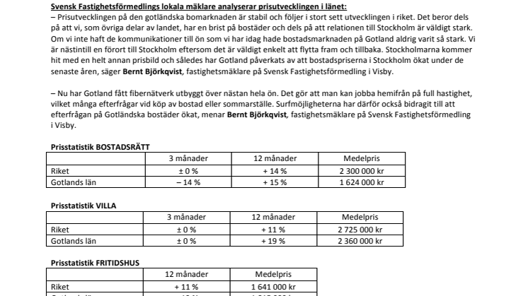 Mäklare på Gotland: ”Stabilt läge på den gotländska bostadsmarknaden”