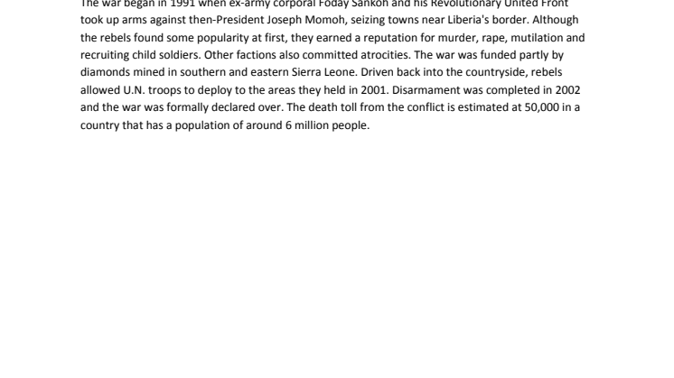 Facts about Mats Utas and the civil war in Sierra Leone