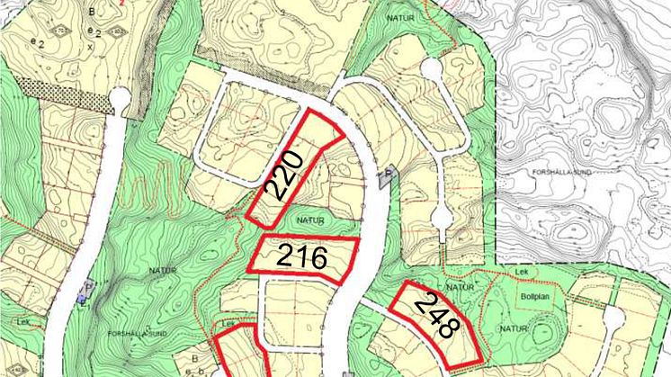 Karta över Sundsstrand med projektområdet utmärkt