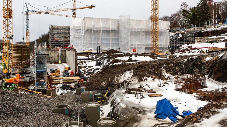 Ferdig råbygg som snart blir det nye Tøyenbadet. Foto: Tove Lauluten/Oslobygg KF