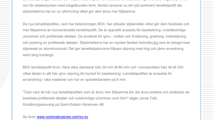 Nya lamellslipstift ger ännu följsammare slipning