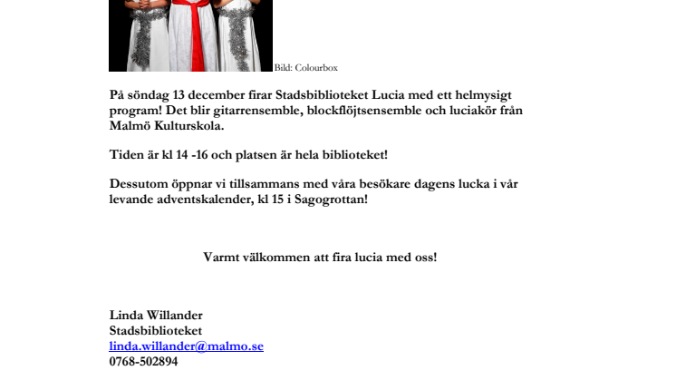 Stadsbiblioteket: Luciasånger i hela huset!