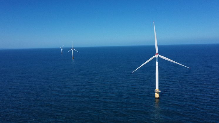 Hywind Scotland, verdens første flytende vindmøllepark, Equinor. (Foto: Michal Wachucik  - Copyright - Equinor)
