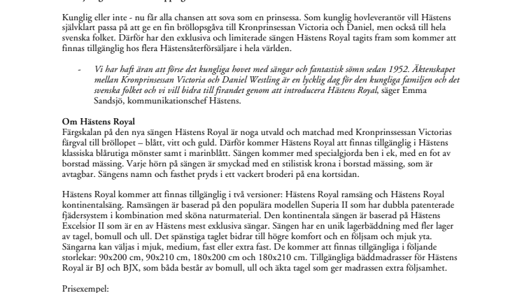 Sov kungligt i Hästens Royal