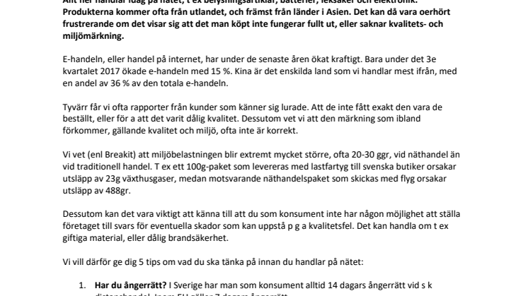 Varning vid näthandel! - 5 tips till dig som tänker handla elektronik på nätet