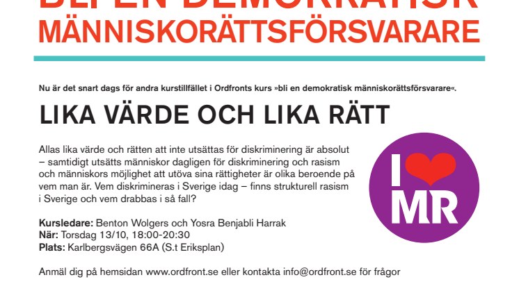Anmäl dig till nästa kurstillfälle redan nu!