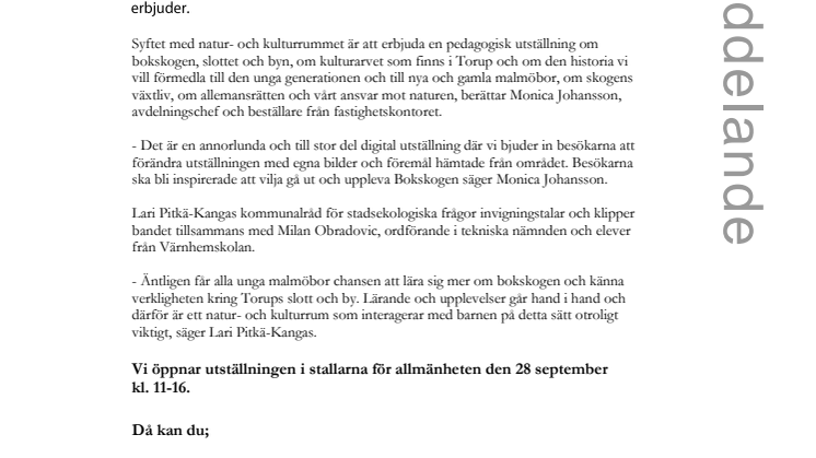 Invigning av natur- och kulturrum i Torup 27 september