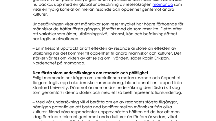 Resande gör att du litar mer på människor