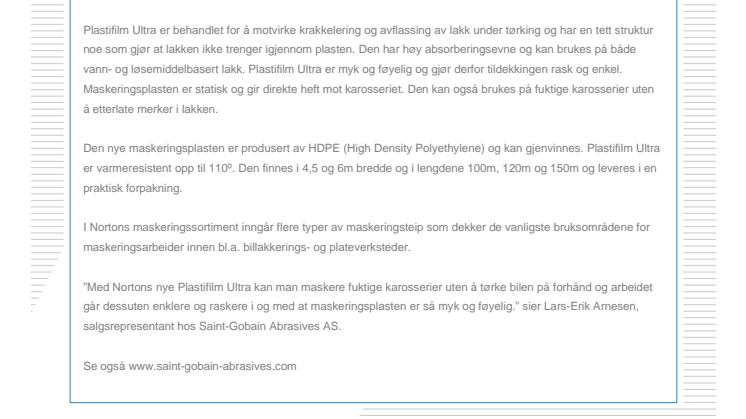 Ny maskeringsplast for billakkering