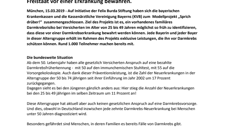 Bayern gegen Darmkrebs: Das Modellprojekt „Sprich drüber!“ will junge Menschen im Freistaat vor einer Erkrankung bewahren. 