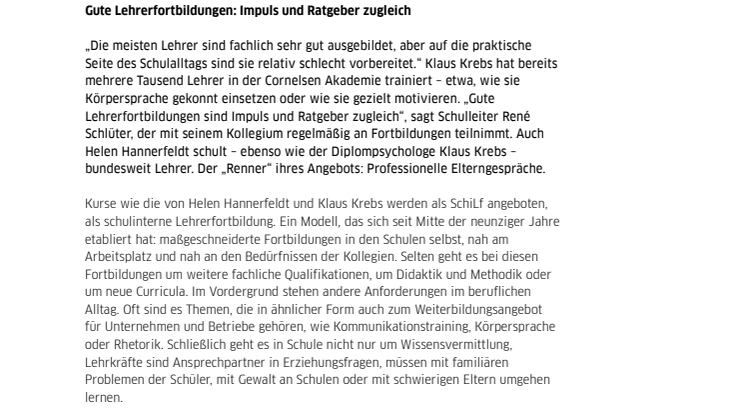 Gute Lehrerfortbildungen: Impuls und Ratgeber zugleich